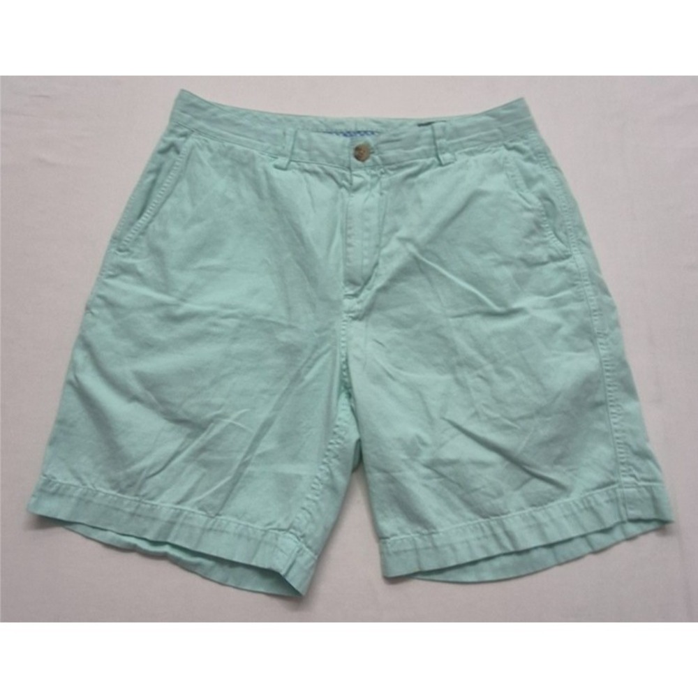 Vineyard Vines Men's Chino Shorts sz. 32 green‎ flat front Cotton/Linen blend